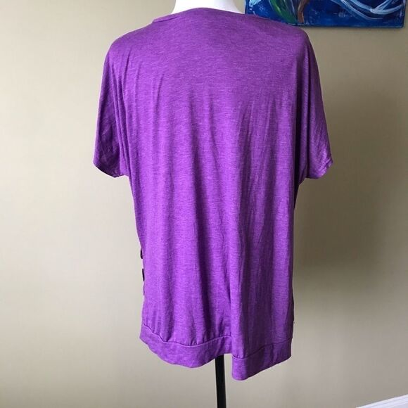Purple T-Shirt with Side Button Detail - Picture 4 of 7